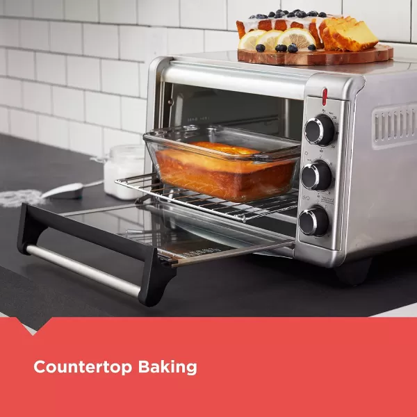 BLACK+DECKER 6-Slice Crisp 'N Bake Air Fry Toaster Oven, TO3215SS, 5 Cooking Functions, 60 Minute Timer, Stainless Steel