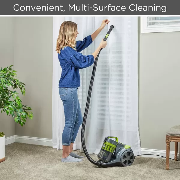 BLACK+DECKER Bagless Canister Multi-Cyclonic Vacuum Cleaner with Anti-Allergen HEPA Filter, Corded 1,200 Watt Motor with Adjustable Suction, Large Cap. &amp; Multiple Attachments, Gray 