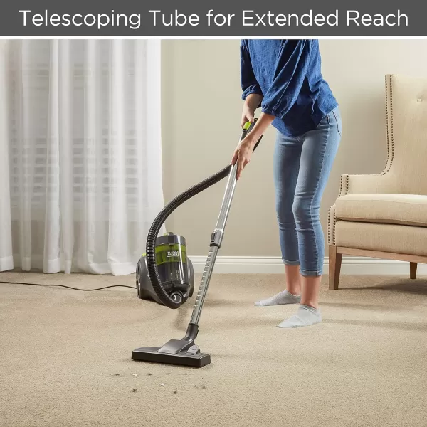 BLACK+DECKER Bagless Canister Multi-Cyclonic Vacuum Cleaner with Anti-Allergen HEPA Filter, Corded 1,200 Watt Motor with Adjustable Suction, Large Cap. &amp; Multiple Attachments, Gray 
