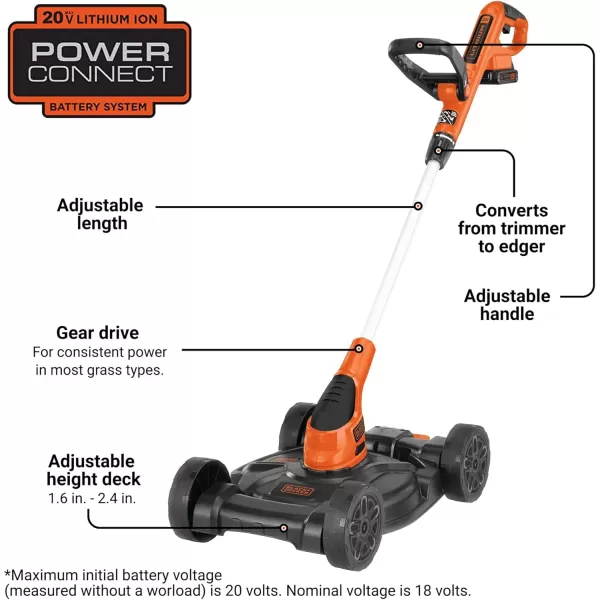BLACK+DECKER Combination String Trimmer, Lawn Mower, and Edger, Cordless 3-in-1 