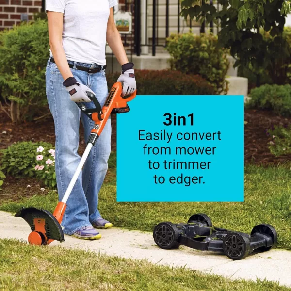 BLACK+DECKER Combination String Trimmer, Lawn Mower, and Edger, Cordless 3-in-1 