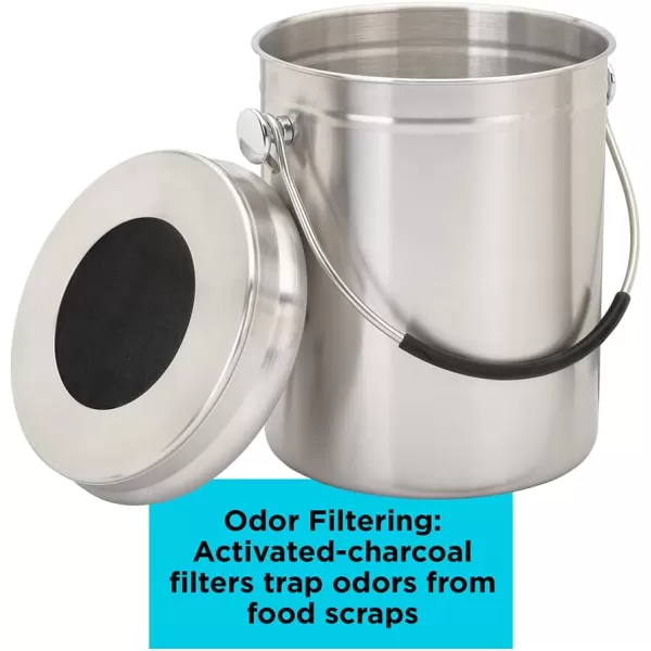BLACK+DECKER Compost Bin, Stainless Steel, Countertop, 166 oz. 