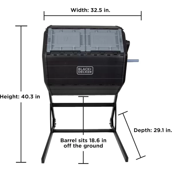BLACK+DECKER Compost Tumbler, Dual Chamber Composter, 40 Gallon, Easy Handle System for Composting