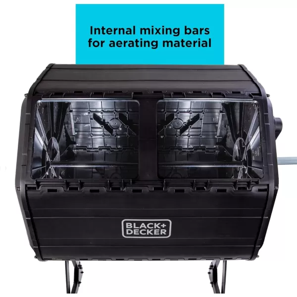 BLACK+DECKER Compost Tumbler, Dual Chamber Composter, 40 Gallon, Easy Handle System for Composting