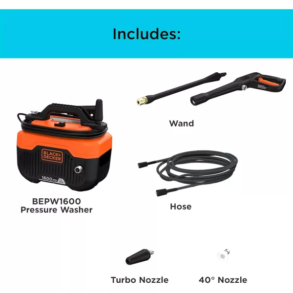 BLACK+DECKER Electric Cold Water Pressure Washer, 1,600 MAX PSI, 1.2 GPM 