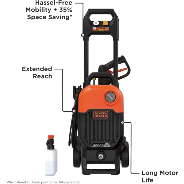 BLACK+DECKER Electric Cold Water Pressure Washer, 2,000 MAX PSI, 1.2 GPM 