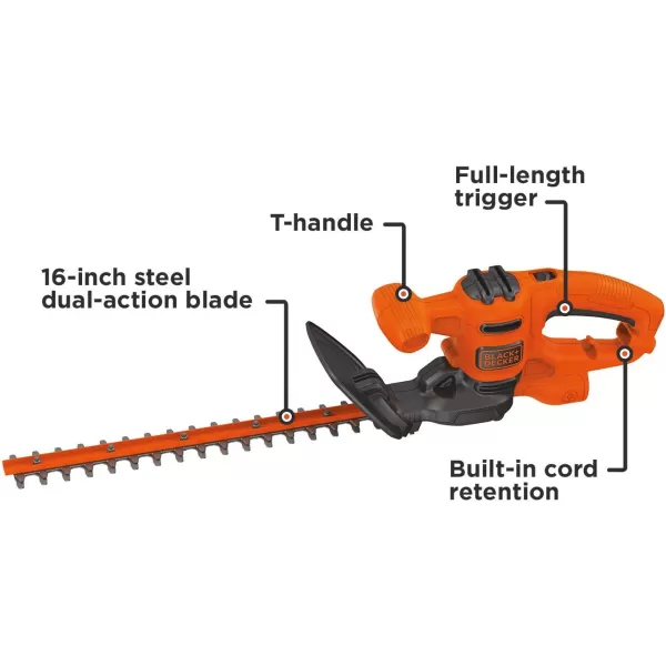 BLACK+DECKER Electric Hedge Trimmer, 16-Inch 