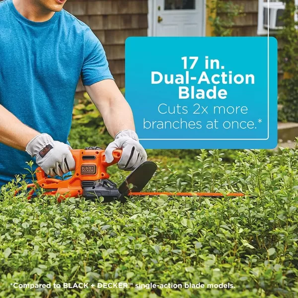 BLACK+DECKER Electric Hedge Trimmer, 17-Inch 