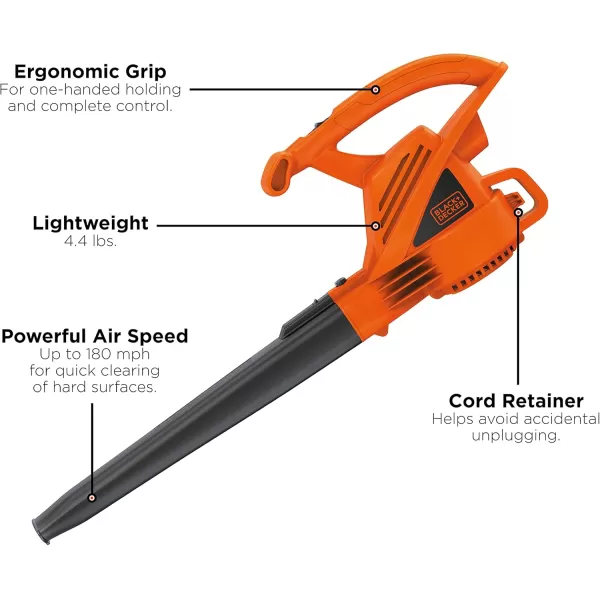 BLACK+DECKER Electric Leaf Blower, 7-Amp 