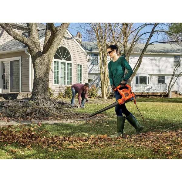 BLACK+DECKER Electric Leaf Blower, Leaf Vacuum and Mulcher 3 in 1, 250 mph Airflow, 400 cfm Delivery Power, Reusable Bag Included, Corded 