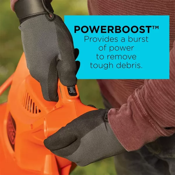 BLACK+DECKER Electric Leaf Blower, Leaf Vacuum and Mulcher 3 in 1, 250 mph Airflow, 400 cfm Delivery Power, Reusable Bag Included, Corded 