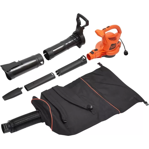 BLACK+DECKER Electric Leaf Blower, Leaf Vacuum and Mulcher 3 in 1, 250 mph Airflow, 400 cfm Delivery Power, Reusable Bag Included, Corded 