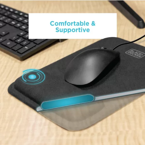 BLACK+DECKER Ergonomic Mouse Pad Wrist Support - Comfortable Mouse Pad Wrist Rest - Wrist Relief Gel Mousepad - Non-Slip Base Aesthetic Mousepad for Gaming, Home, Office - Perfect for Computer, Laptop