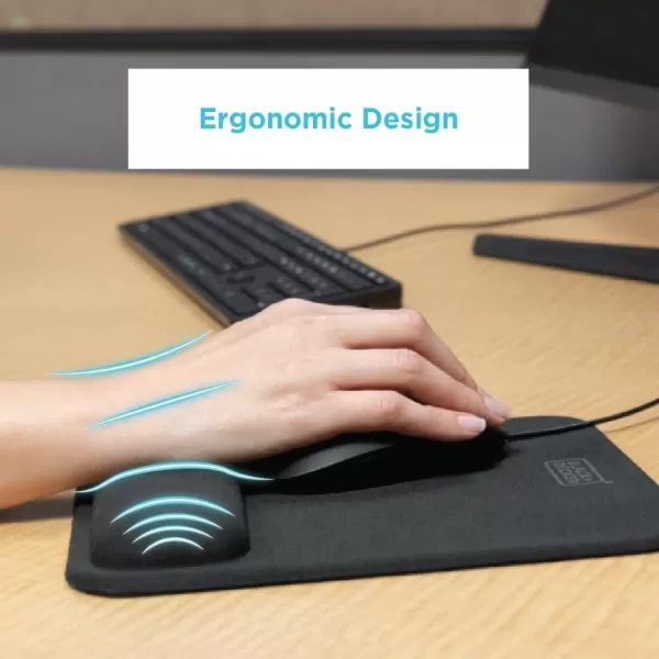 BLACK+DECKER Ergonomic Mouse Pad Wrist Support - Comfortable Mouse Pad Wrist Rest - Wrist Relief Gel Mousepad - Non-Slip Base Aesthetic Mousepad for Gaming, Home, Office - Perfect for Computer, Laptop