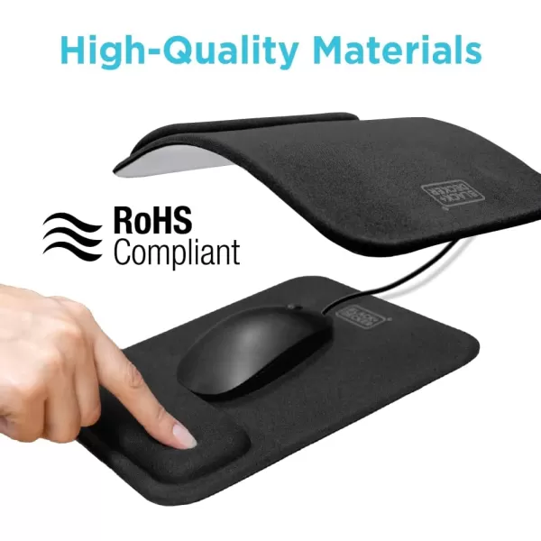BLACK+DECKER Ergonomic Mouse Pad Wrist Support - Comfortable Mouse Pad Wrist Rest - Wrist Relief Gel Mousepad - Non-Slip Base Aesthetic Mousepad for Gaming, Home, Office - Perfect for Computer, Laptop