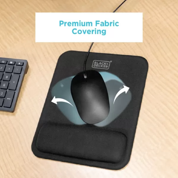 BLACK+DECKER Ergonomic Mouse Pad Wrist Support - Comfortable Mouse Pad Wrist Rest - Wrist Relief Gel Mousepad - Non-Slip Base Aesthetic Mousepad for Gaming, Home, Office - Perfect for Computer, Laptop