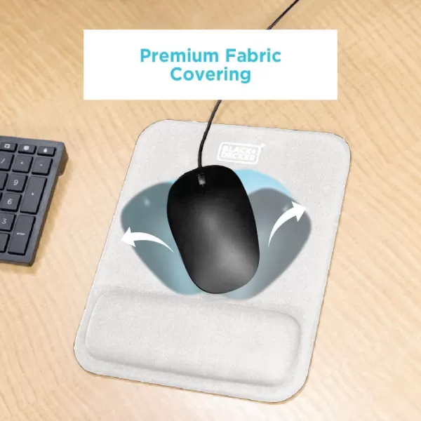 BLACK+DECKER Ergonomic Mouse Pad Wrist Support - Comfortable Mouse Pad Wrist Rest - Wrist Relief Gel Mousepad - Non-Slip Base Aesthetic Mousepad for Gaming, Home, Office - Perfect for Computer, Laptop