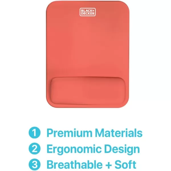 BLACK+DECKER Ergonomic Mouse Pad Wrist Support - Comfortable Mouse Pad Wrist Rest - Wrist Relief Gel Mousepad - Non-Slip Base Aesthetic Mousepad for Gaming, Home, Office - Perfect for Computer, Laptop