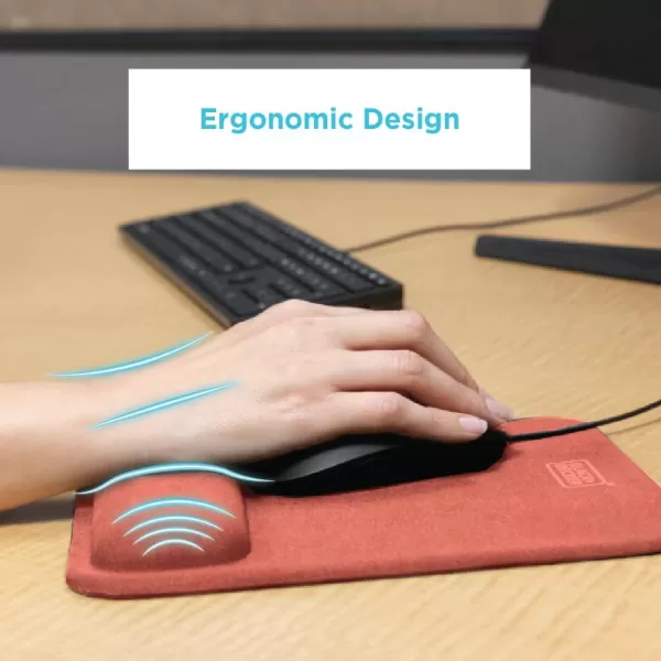 BLACK+DECKER Ergonomic Mouse Pad Wrist Support - Comfortable Mouse Pad Wrist Rest - Wrist Relief Gel Mousepad - Non-Slip Base Aesthetic Mousepad for Gaming, Home, Office - Perfect for Computer, Laptop