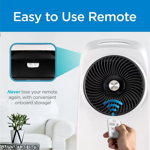 BLACK+DECKER Evaporative Air Cooler - Portable Air Conditioner Cooling Fan with LED Display, Remote Control, 2-Gallon Water Tank - Compact and Lightweight Design, White