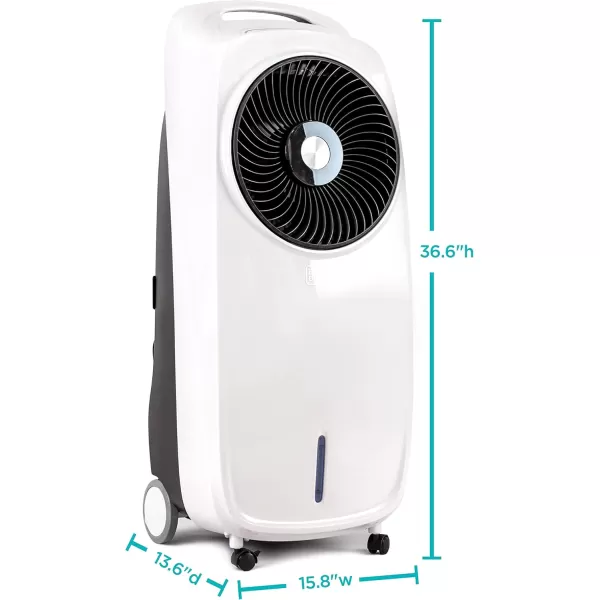 BLACK+DECKER Evaporative Air Cooler - Portable Air Conditioner Cooling Fan with LED Display, Remote Control, 2-Gallon Water Tank - Compact and Lightweight Design, White