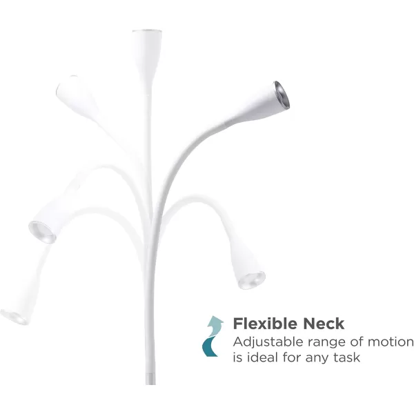 BLACK+DECKER LED Gooseneck Floor Lamp, 54"H, White