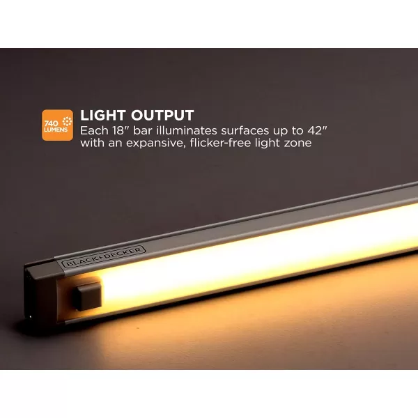 BLACK+DECKER LEDUC24-1WK Dimmable Linkable LED Shop Light with Motion Sensor and Magnetic Option, 10.5W, 780 Lumens, 24", Warm