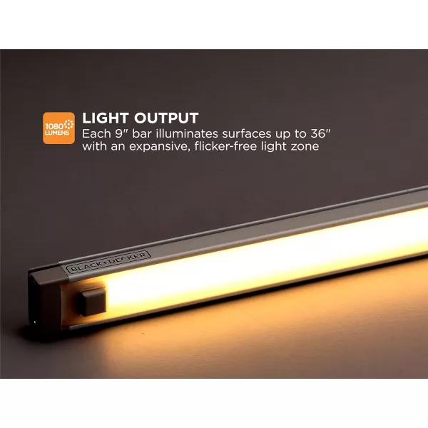 BLACK+DECKER LEDUC24-1WK Dimmable Linkable LED Shop Light with Motion Sensor and Magnetic Option, 10.5W, 780 Lumens, 24", Warm