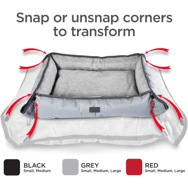 BLACK+DECKER Large Dog 4 in 1 Snap Pet Bed, Low Profile, Sofa Cover, Mat, Crate Liner, Soft Breathable Pet Bed Premium Bedding, 28 in x 24 in, 