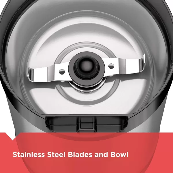 BLACK+DECKER One Touch Coffee Grinder, CBG110S,2/3 Cup Coffee Bean Capacity, Push-Button Control, Stainless Steel Blades