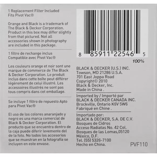 BLACK+DECKER PVF110 Filter for PHV1810 Pivot Vac - Cordless