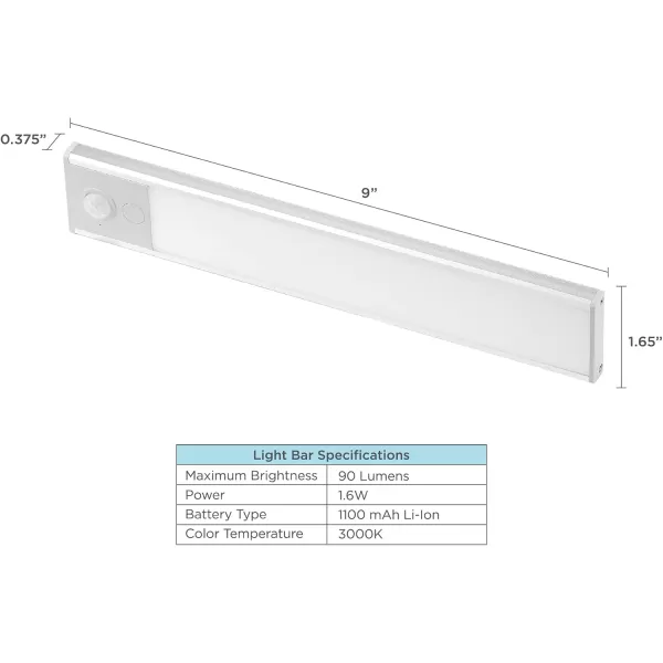 BLACK+DECKER Rechargeable Under Cabinet Light Bar, Silver