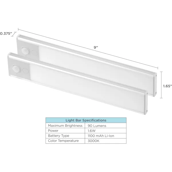 BLACK+DECKER Rechargeable Under Cabinet Light Bar, Silver