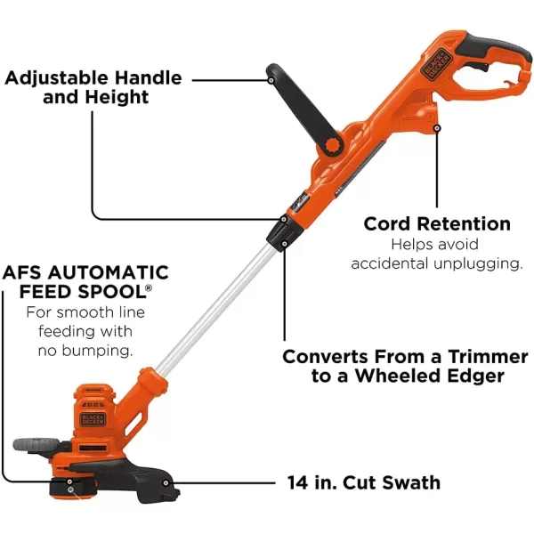 BLACK+DECKER String Trimmer with Auto Feed, Electric, 6.5-Amp, 14-Inch 