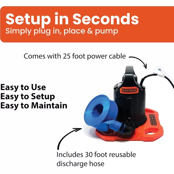 BLACK+DECKER Swimming Pool Cover Pump, 1500 GPH Manual
