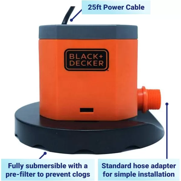 BLACK+DECKER Swimming Pool Cover Pump, 1500 GPH Manual