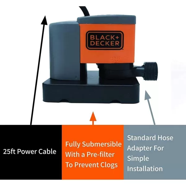 BLACK+DECKER Swimming Pool Cover Pump, 350 GPH Automatic
