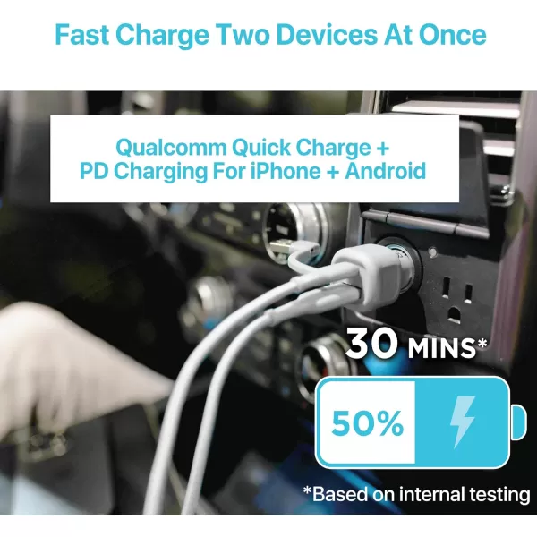 BLACK+DECKER USB C Car Charger, Compact 38W 2-Port, LED Indicator Type C Charger with Power Delivery/Quick Charge, Compatible with iPhone 15 14 13 12 Series, Pixel 3 2 XL, iPad Pro, More
