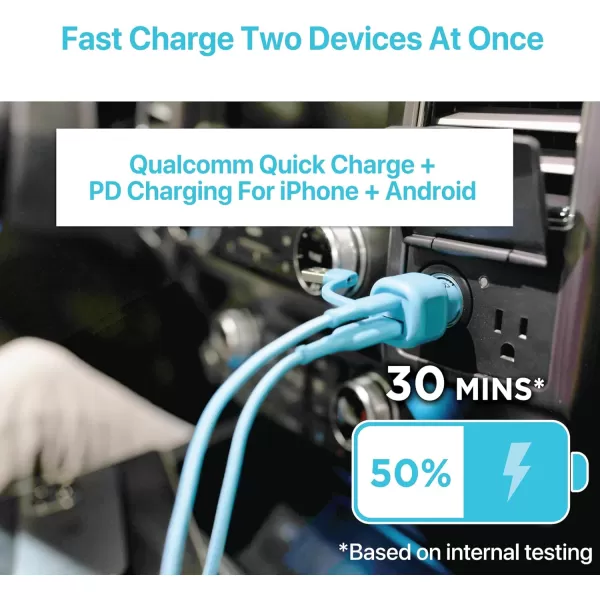 BLACK+DECKER USB C Car Charger, Compact 38W 2-Port, LED Indicator Type C Charger with Power Delivery/Quick Charge, Compatible with iPhone 15 14 13 12 Series, Pixel 3 2 XL, iPad Pro, More