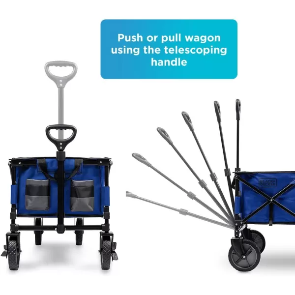 BLACK+DECKER Utility Wagon, Collapsible/Folding Wagon, Black 