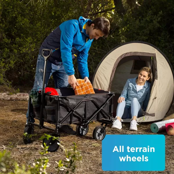 BLACK+DECKER Utility Wagon, Collapsible/Folding Wagon, Black 