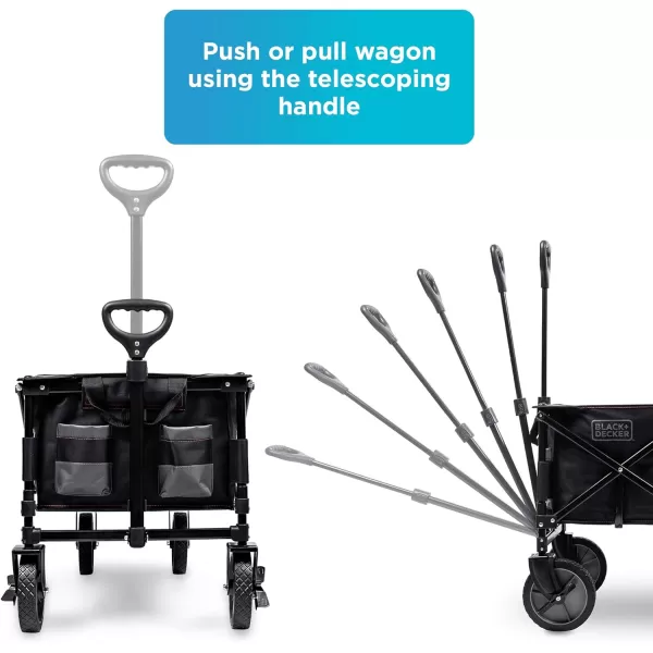BLACK+DECKER Utility Wagon, Collapsible/Folding Wagon, Black 