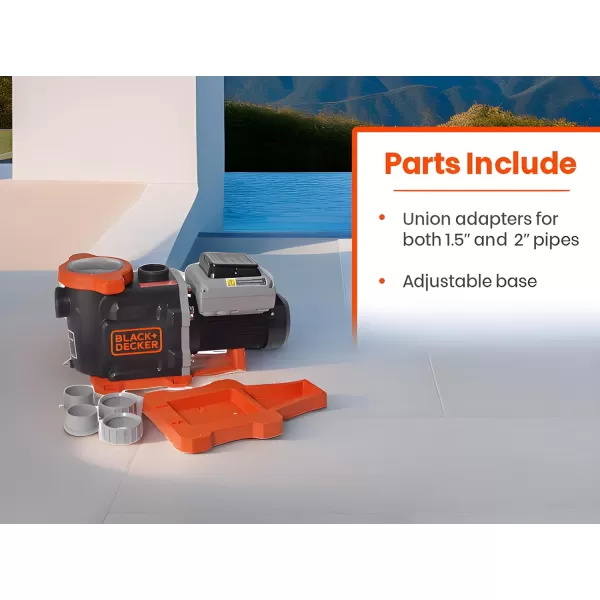 BLACK+DECKER Variable Speed Pool Pump Inground with Filter Basket and Easy Programmable Touch Pad Interface, 2 HP