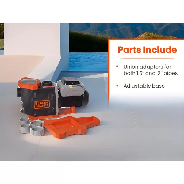 BLACK+DECKER Variable Speed Pool Pump Inground with Filter Basket and Easy Programmable Touch Pad Interface, 2 HP