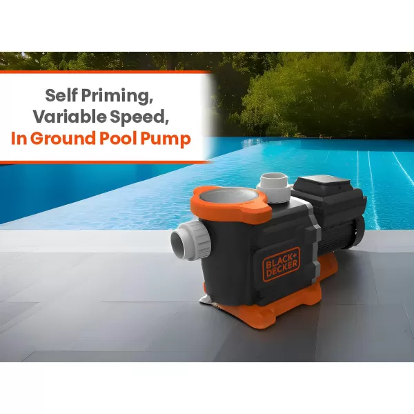 BLACK+DECKER Variable Speed Pool Pump Inground with Filter Basket and Easy Programmable Touch Pad Interface, 2 HP