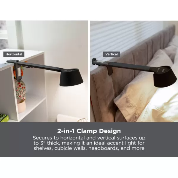 BLACK+DECKER Verve Designer LED Clamp Light, Fits Shelves, Cubicles &amp; Headboards, True White LED + 16M RGB Colors