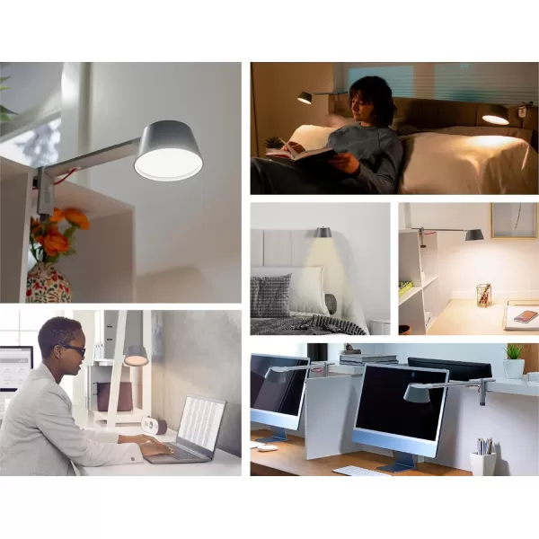 BLACK+DECKER Verve Designer LED Clamp Light, Fits Shelves, Cubicles &amp; Headboards, True White LED + 16M RGB Colors