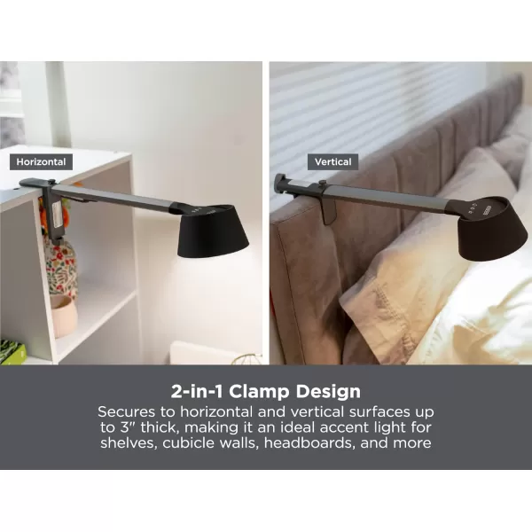 BLACK+DECKER Verve Designer LED Clamp Light, Fits Shelves, Cubicles &amp; Headboards, True White LED + 16M RGB Colors