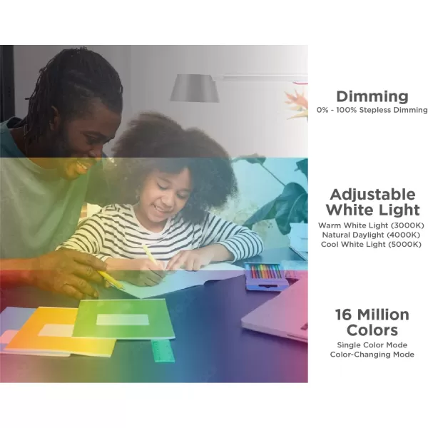 BLACK+DECKER Verve Designer Smart Clamp Light, Works with Alexa, Fits Cubicles &amp; Headboards, Auto-Circadian Mode, True White LED + 16M RGB Colors,
