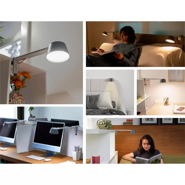 BLACK+DECKER Verve Designer Smart Clamp Light, Works with Alexa, Fits Cubicles &amp; Headboards, Auto-Circadian Mode, True White LED + 16M RGB Colors,